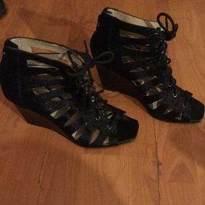 INC Lace-up black Wedges - never worn